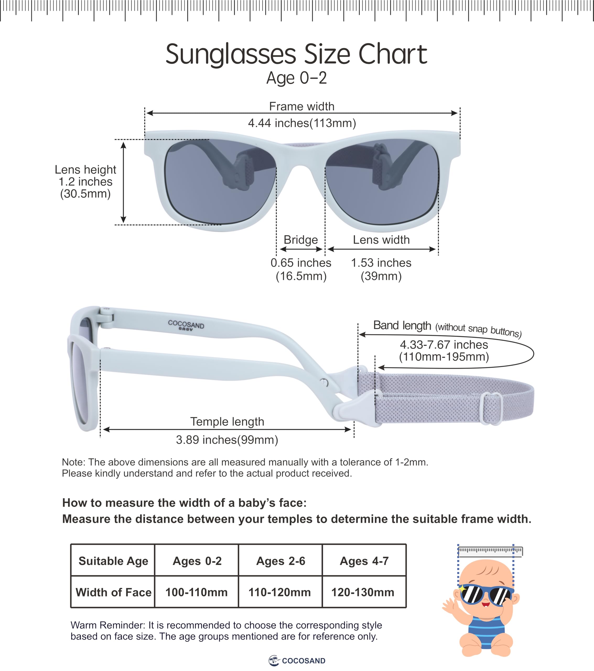 COCOSAND Flexible Polarized Baby Sunglasses with Strap
