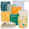 Nora's Nursery Cloth Diapers 7 Pack with 7 Inserts & 1 Wet Bag - Waterproof Cover, Washable, Reusable & One Size Adjustable Pocket Diapers for Newborns and Toddlers - PearFect