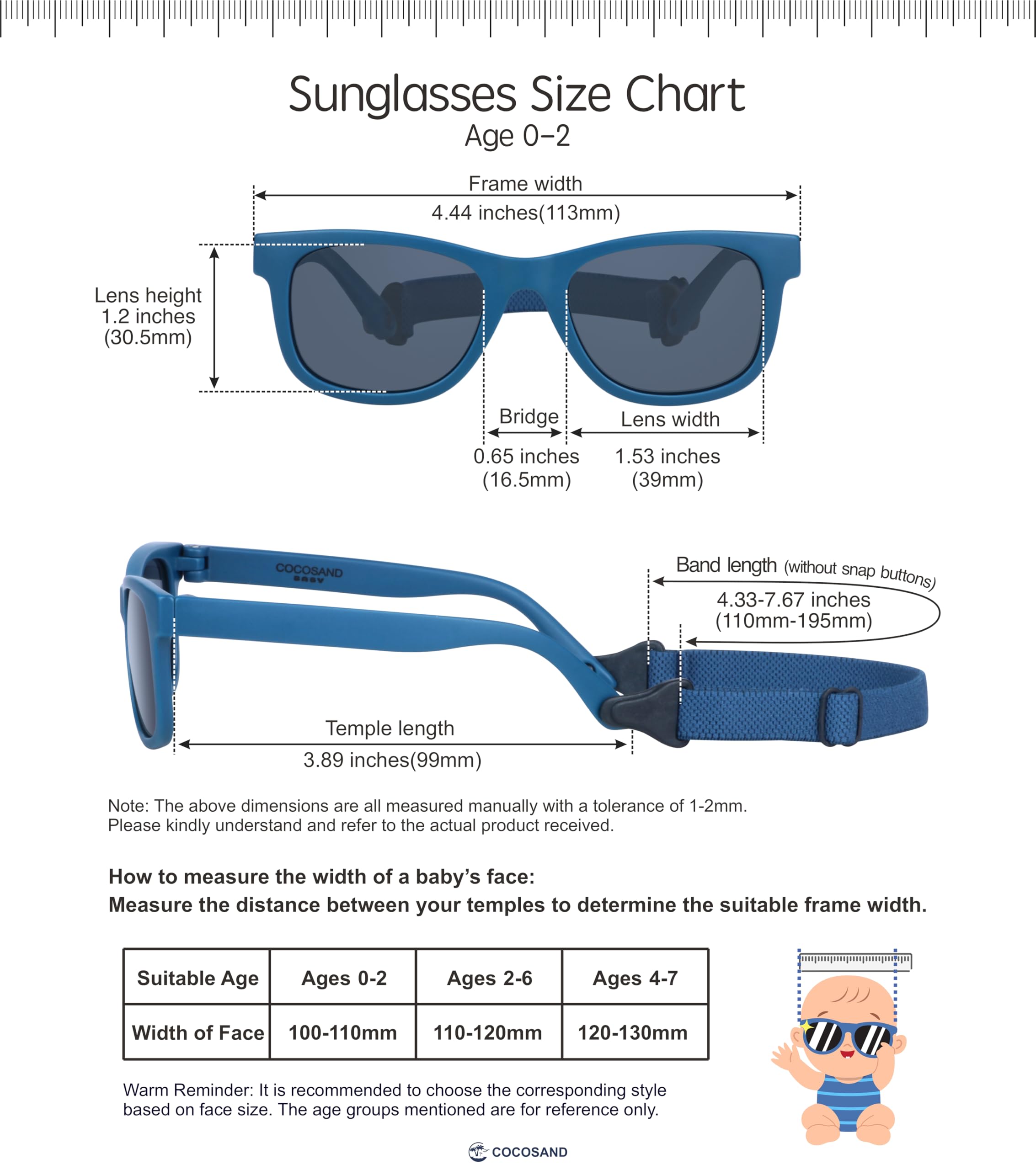 COCOSAND Flexible Baby Sunglasses with Strap Polarized UV Protection for Toddler Infant Newborn Boy Girl Age 0-24 Months