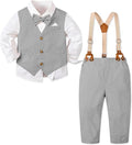 SANGTREE Boys Cotton Linen Suit Formal Set Baby Clothes Boy Gentleman Wedding Ring Bearer Outfits, 3 Months - 9 Years