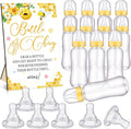 TrelaCo Cool Baby Shower Games Wooden Bottle Chug Sign Bee Theme Gift Sets and 12 Pcs Baby Bottle Shower Favor for Honeycomb Bee Games Gender Reveal