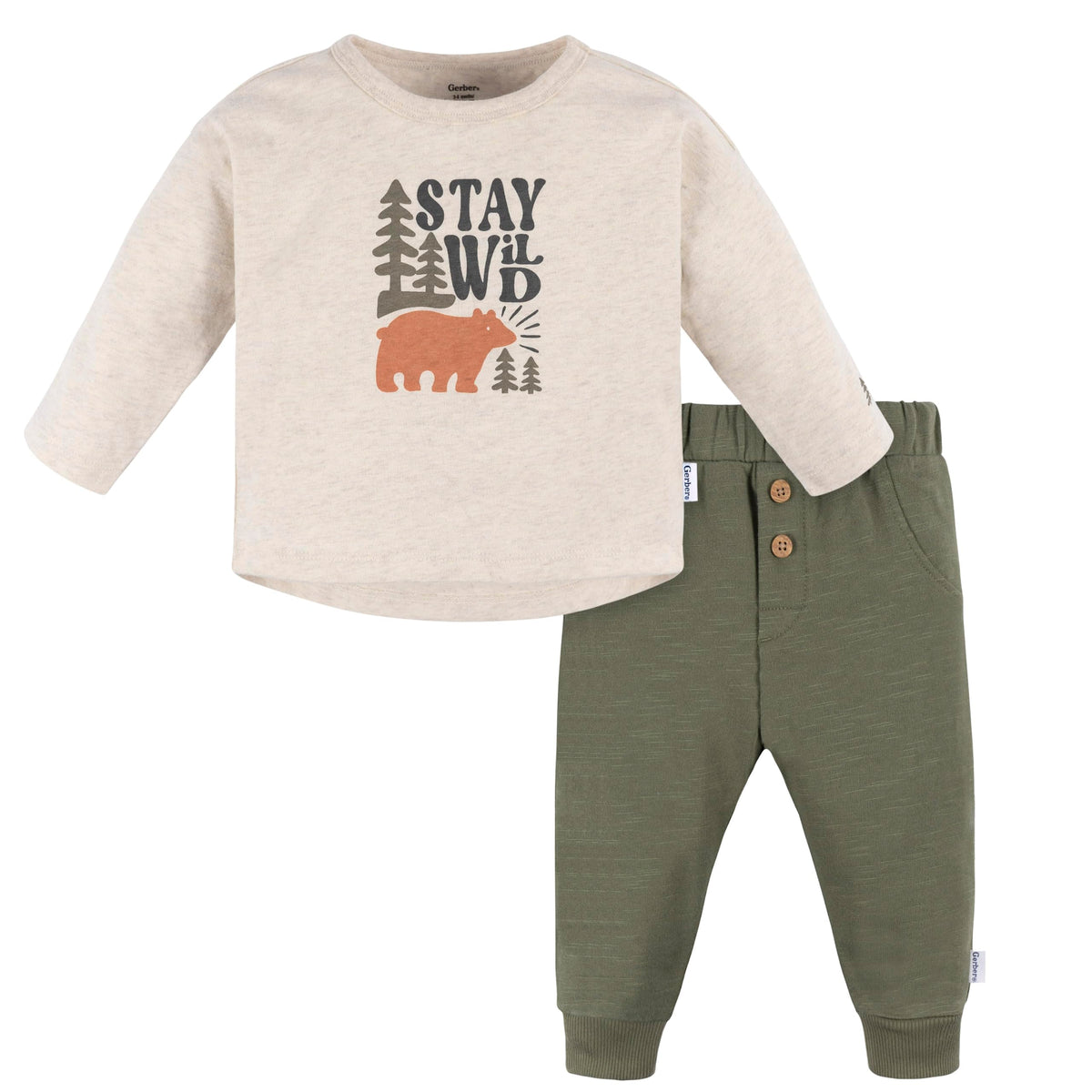 Gerber Baby Boys' Jogger Set, Happy, 0-3 Months