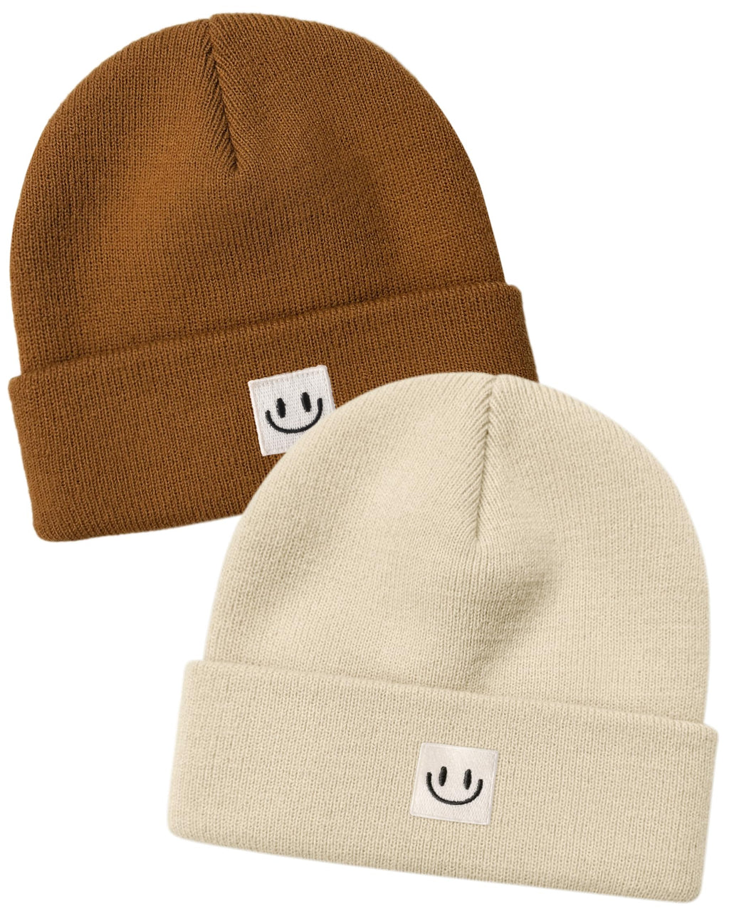 FURTALK Baby Beanie 2 Pack Toddler Winter Hat Embroidered Knit Cap Ages 0-8