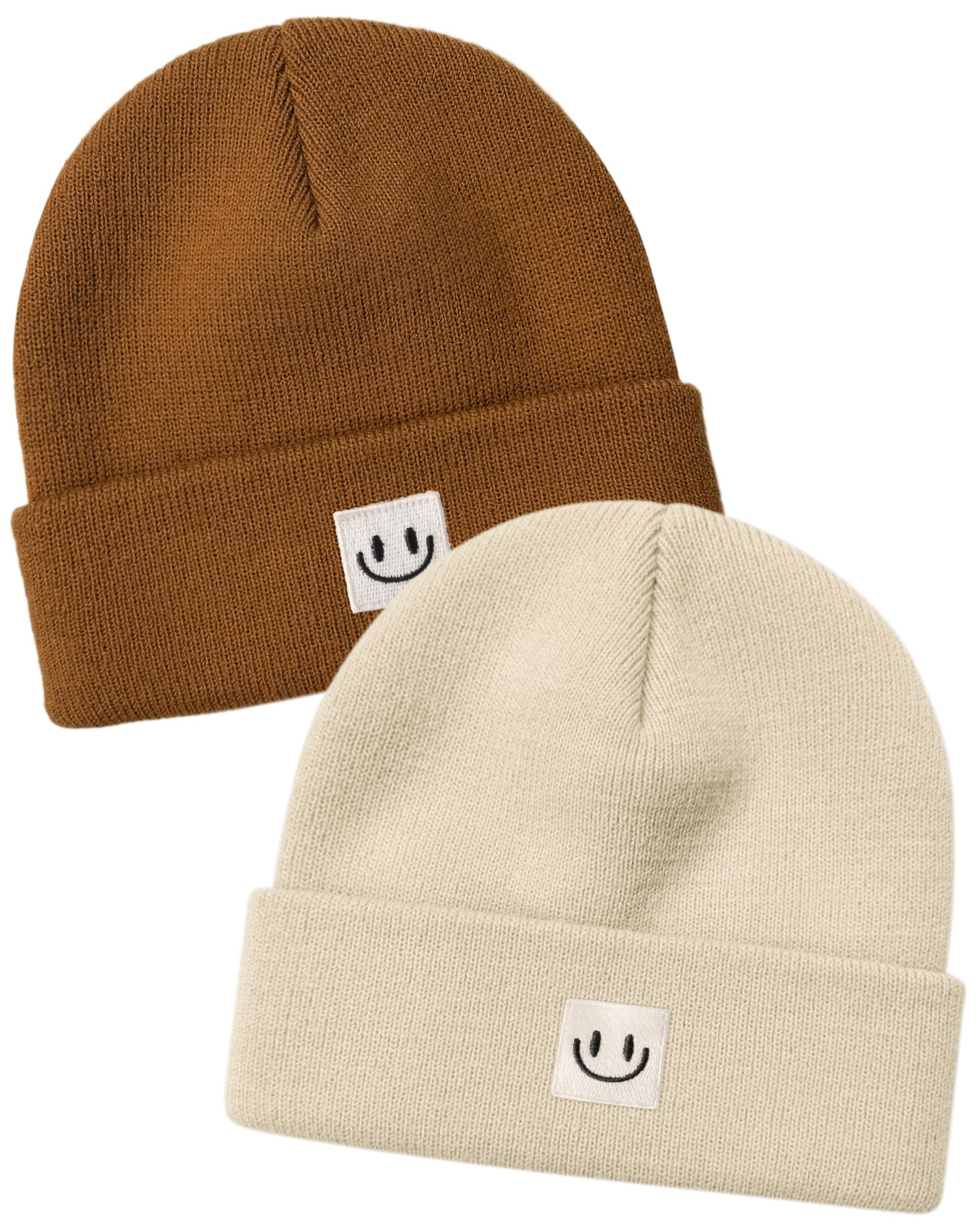 FURTALK Baby Beanie 2 Pack Toddler Winter Hat Embroidered Knit Cap Ages 0-8