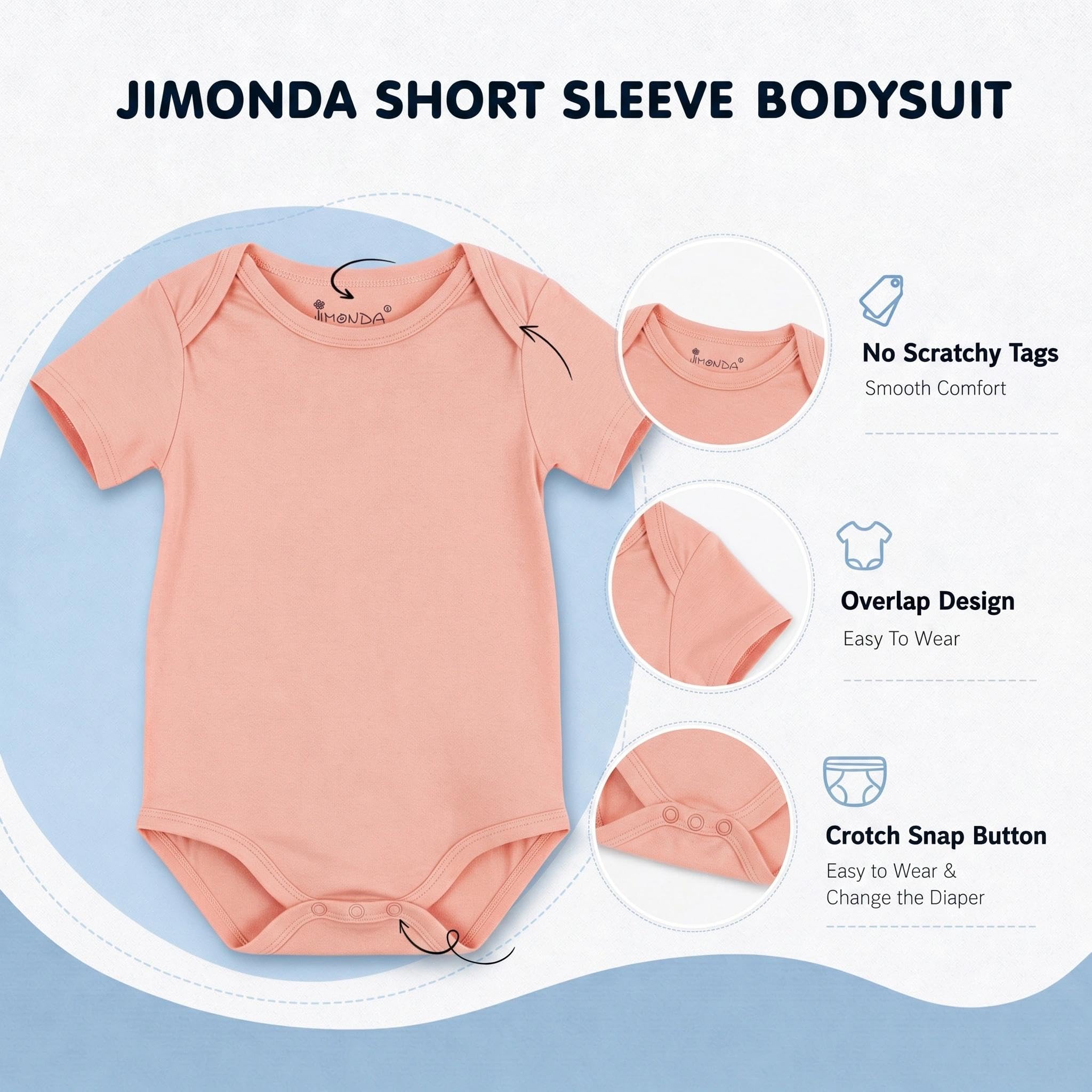 Jimonda Baby Bamboo Viscose Bodysuit Boy/Girl 2Pcs Rompers,Blush&Lemon 9M