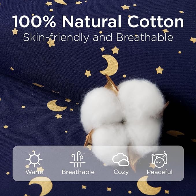 Duomiaomiao 3.5 TOG Toddler Sleep Sack 12-24 Months 100% Cotton Winter Side Open Zipper Baby Sleep Sack with Feet, Warm Toddler Wearable Blanket