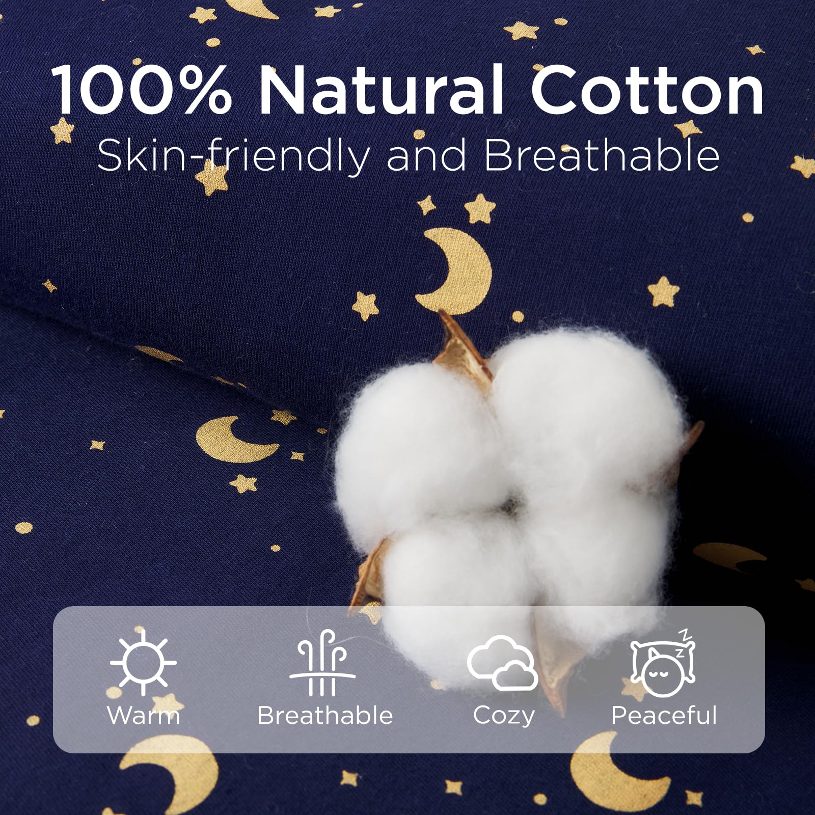 Duomiaomiao 2.5 TOG Toddler Sleep Bag 6-12 Months 100% Cotton Winter Side Open Zipper Baby Sleep Sack with Feet, Warm Toddler Wearable Blanket