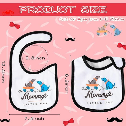 2ooya 7Pcs Cotton Waterproof Baby Bibs Adjustable Hook Loop Closure Infant Bib Unisex Black Red Newborn Babies Food Bibs Baby Keepsake Gift for Eating Teething Drooling Feeding（6-12 Months）