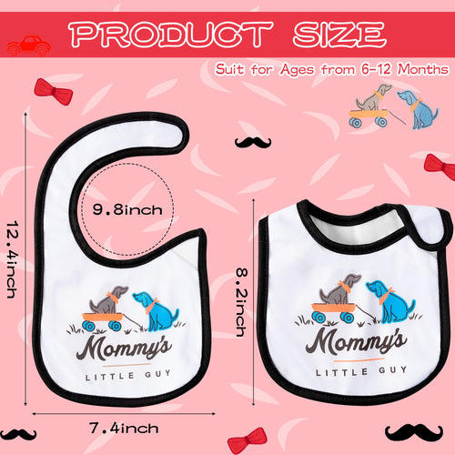 2ooya 7Pcs Cotton Waterproof Baby Bibs Adjustable Hook Loop Closure Infant Bib Unisex Black Red Newborn Babies Food Bibs Baby Keepsake Gift for Eating Teething Drooling Feeding（6-12 Months）