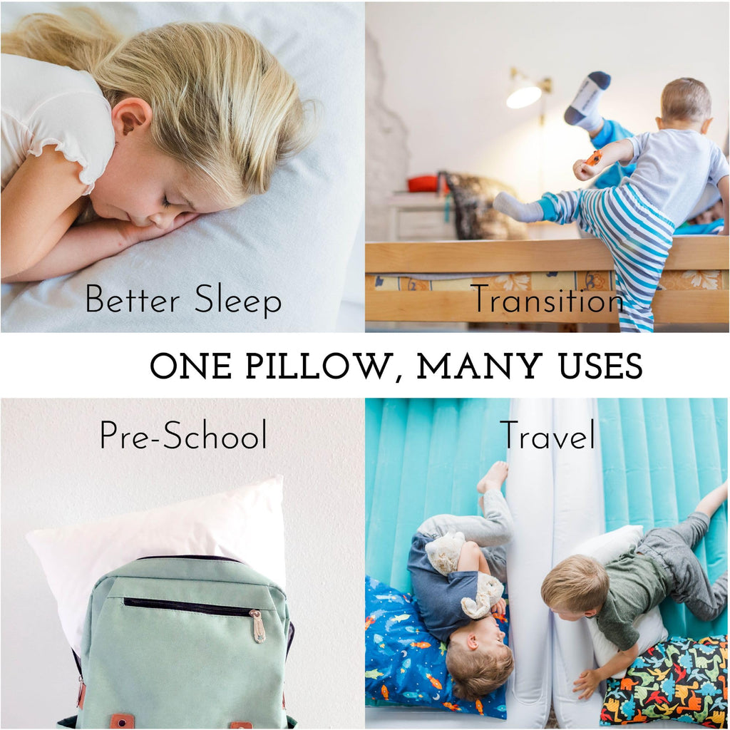 Toddler Bed Pillow with Cotton Pillow Case – 13x18 Kids Pillows for Sleeping, School, Travel & Daycare – Hypoallergenic Toddler Pillow 2 Year Old to 5 with Envelope Pillowcase (Citrus Blossom)