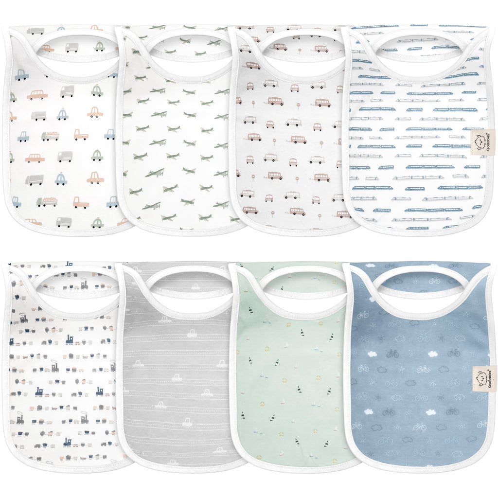 KeaBabies 8-Pack Bibs for Baby Girls, Boys, Pullover Baby Bibs (Vessels)