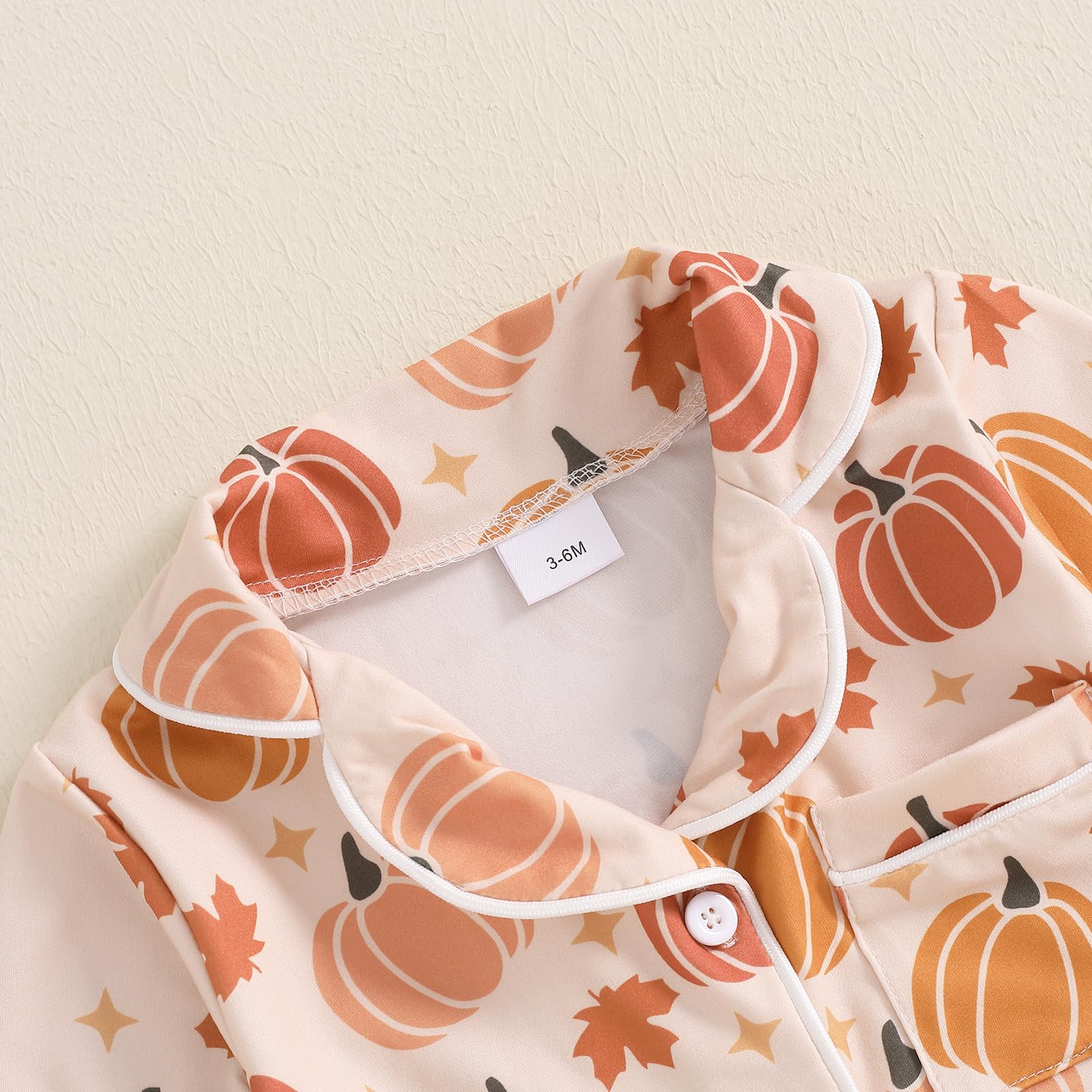 Balaflyie Baby Girl Button Down Pajamas Romper One-Piece Jumpsuit Long Sleeve Sleeper Infant Sleepwear (Pumpkin&Yellow,0-3 Months)