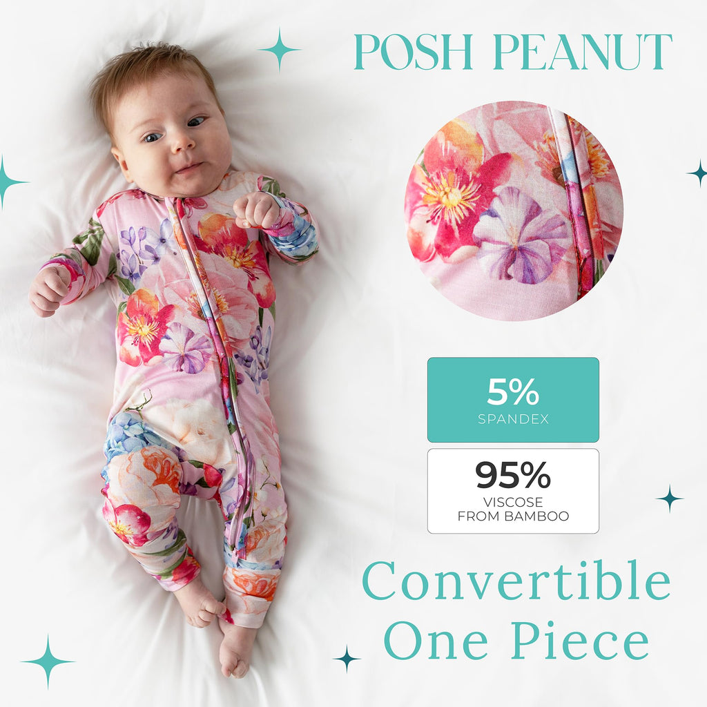 Posh Peanut Girls Convertible Baby Sleepers, Toddlers Footless Pajamas