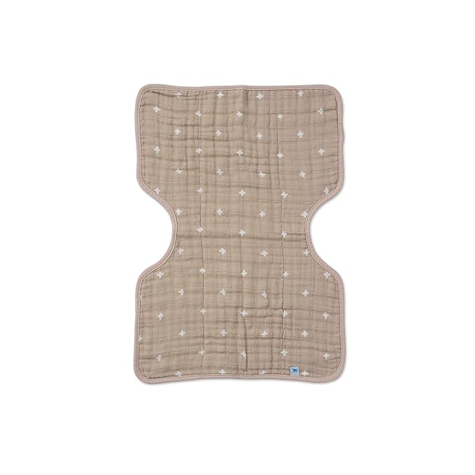 Little Unicorn Ultra-Absorbent Premium Burp Cloth | Soft on Baby's Skin | Larger Size | Ergonomic Design (Taupe Cross)