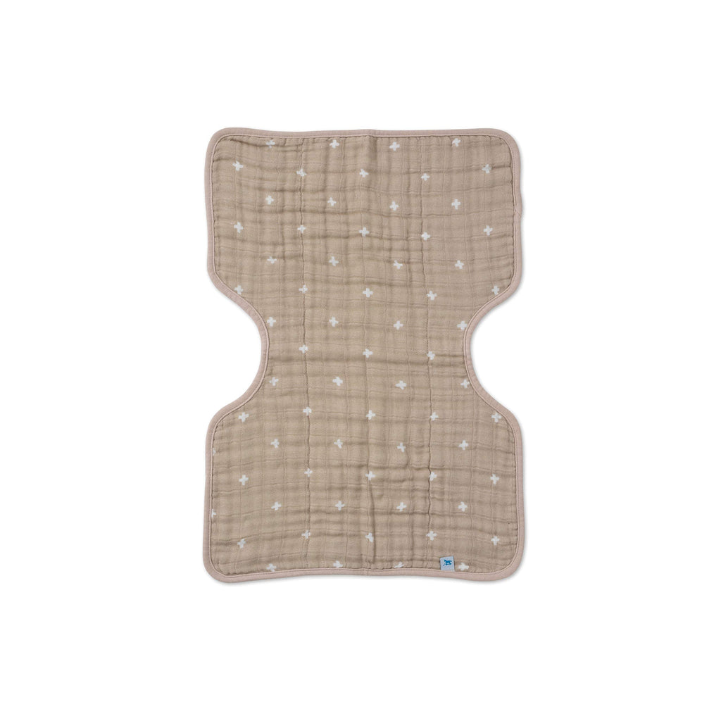 Little Unicorn Ultra-Absorbent Premium Burp Cloth | Soft on Baby's Skin | Larger Size | Ergonomic Design (Taupe Cross)