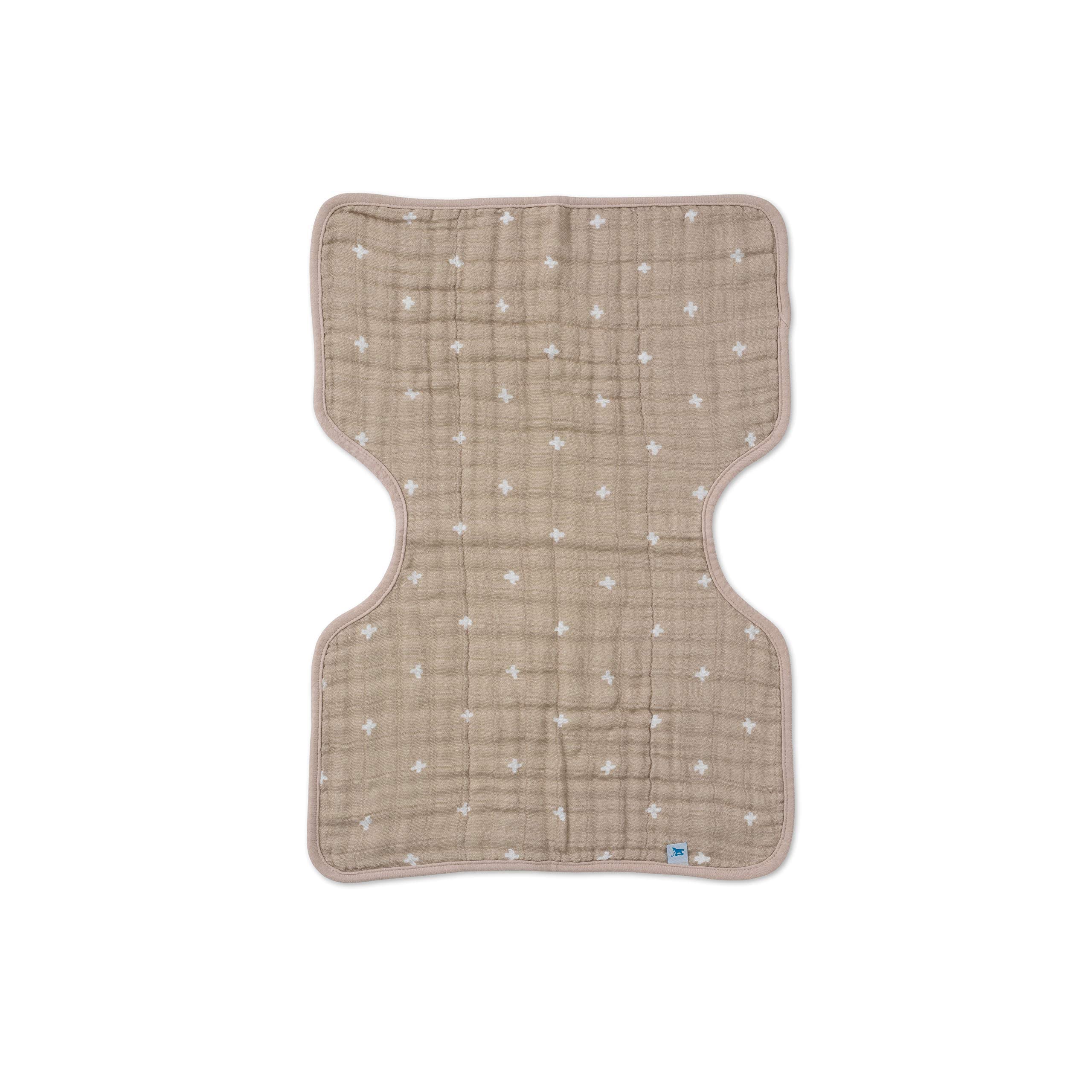 Little Unicorn Ultra-Absorbent Premium Burp Cloth | Soft on Baby's Skin | Larger Size | Ergonomic Design (Taupe Cross)