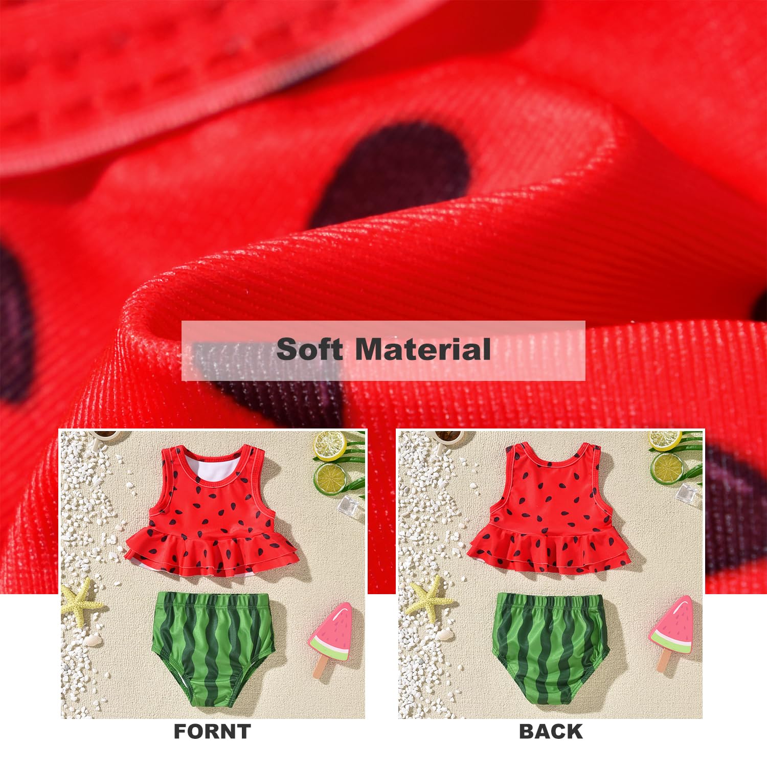 Aalizzwell 5T Toddler Little Girls Swimsuit Watermelon Ruffle Bathing Suit Bikini Swimming Suit Swimwear Beach Wear Two Piece