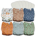 Mama Koala 3.0 Cloth Diapers for Babies with AWJ Lining, 6 Pack with 6 5-Layer Natural Cloth Diaper Inserts - Reusable and Washable Pocket Diapers(A-Full of Hope)