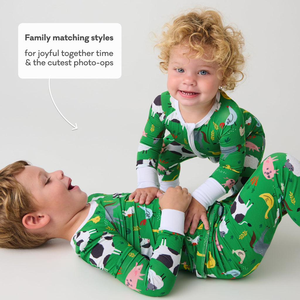 Little Sleepies Baby Pajamas, Green Farm Animals, 0-3M