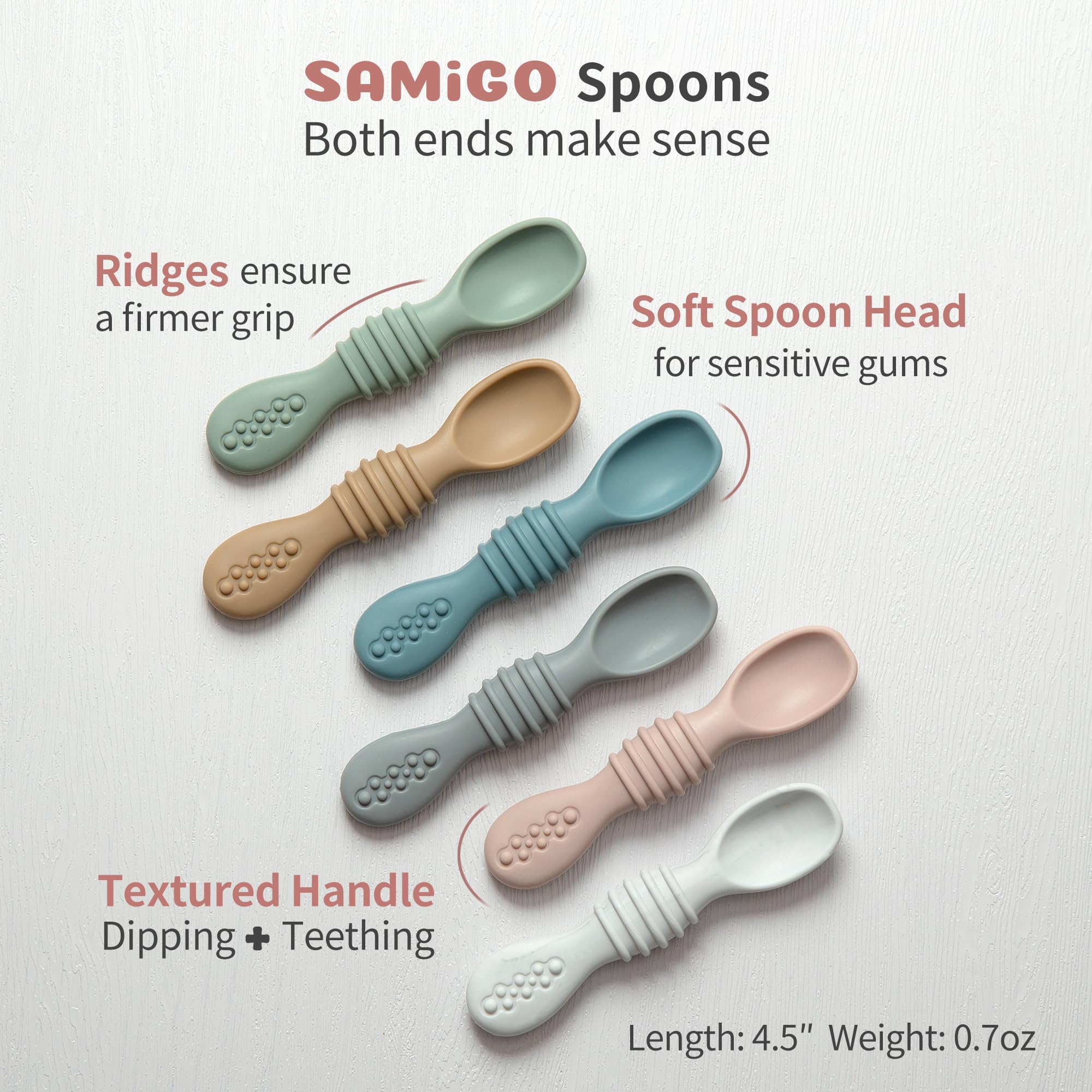 SAMiGO Silicone Baby Suction Bowl with Lid and Self Feeding Spoon Set