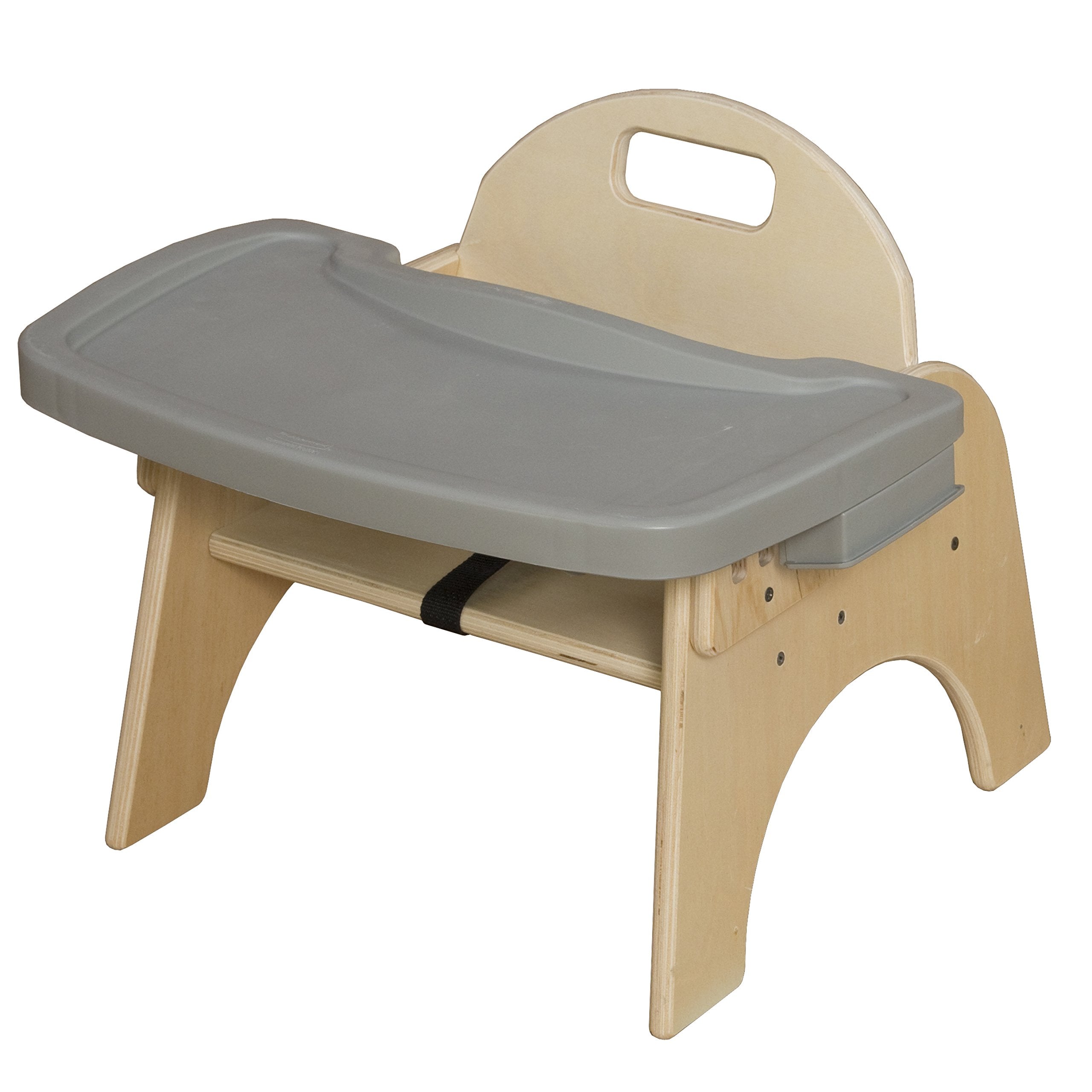 RRI Goods 11'H Montessori Low Feeding Chair, Toddler Wooden Stackable Chair with Removable Tray, Safety Harness, Suitable for Ages 3-5