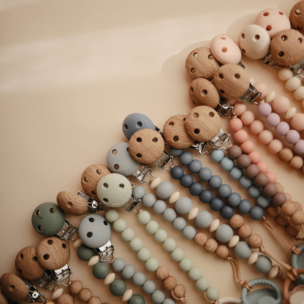 mushie 100% Silicone Baby Pacifier Clip BPA Free | Eva (Sage)