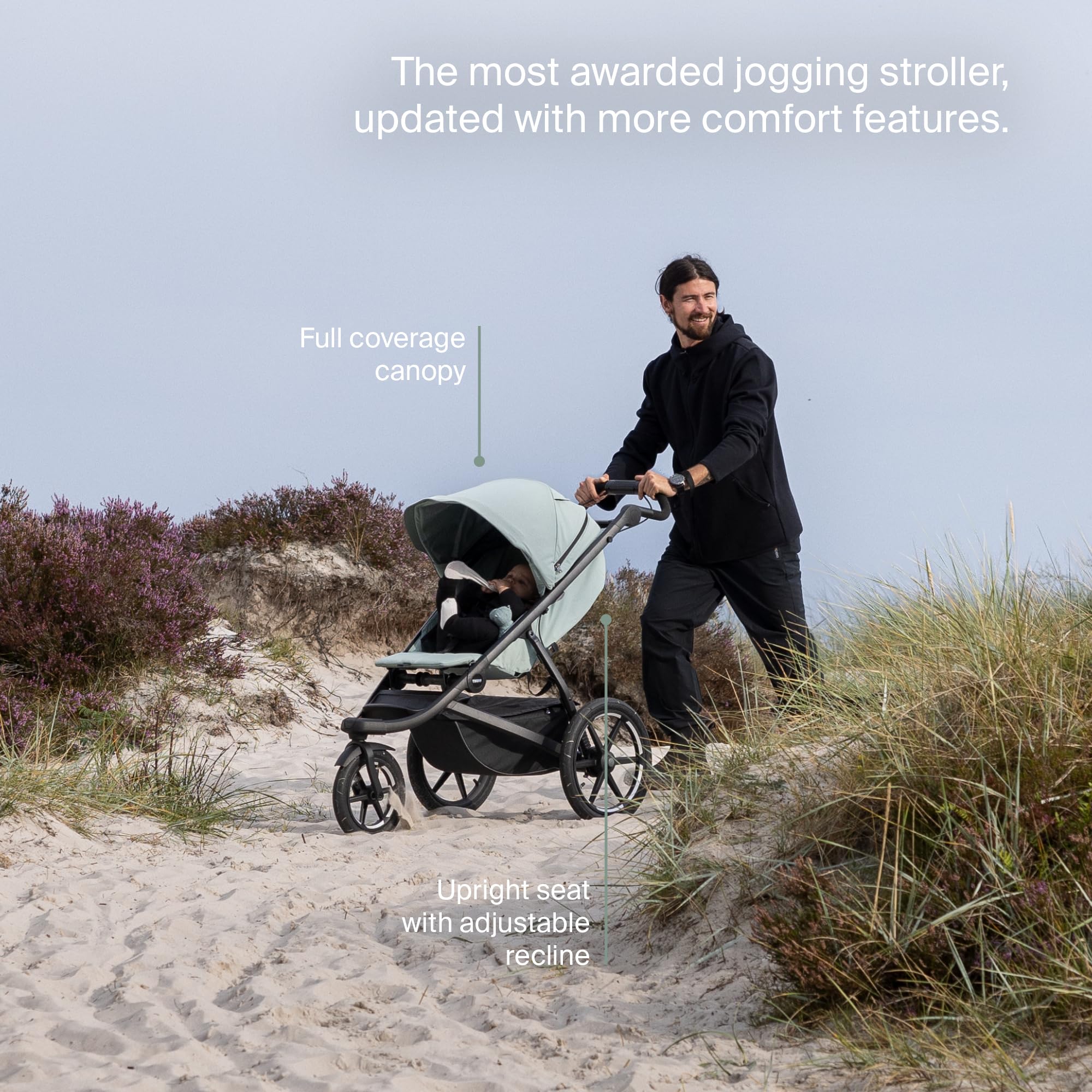 Thule Urban Glide 3 Single Child All-Terrain Stroller - Lightweight - Air-Filled Tires & Suspension - Integrated Hand Brake - Reclining seat with Leg Rest - Padded 5-Point Harness