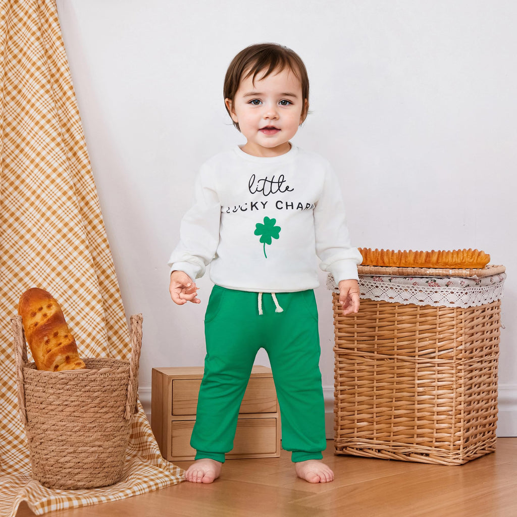 Kupretty Baby Boy St. Patrick Outfit Lucky Sweatshirt Pants Green 18-24M
