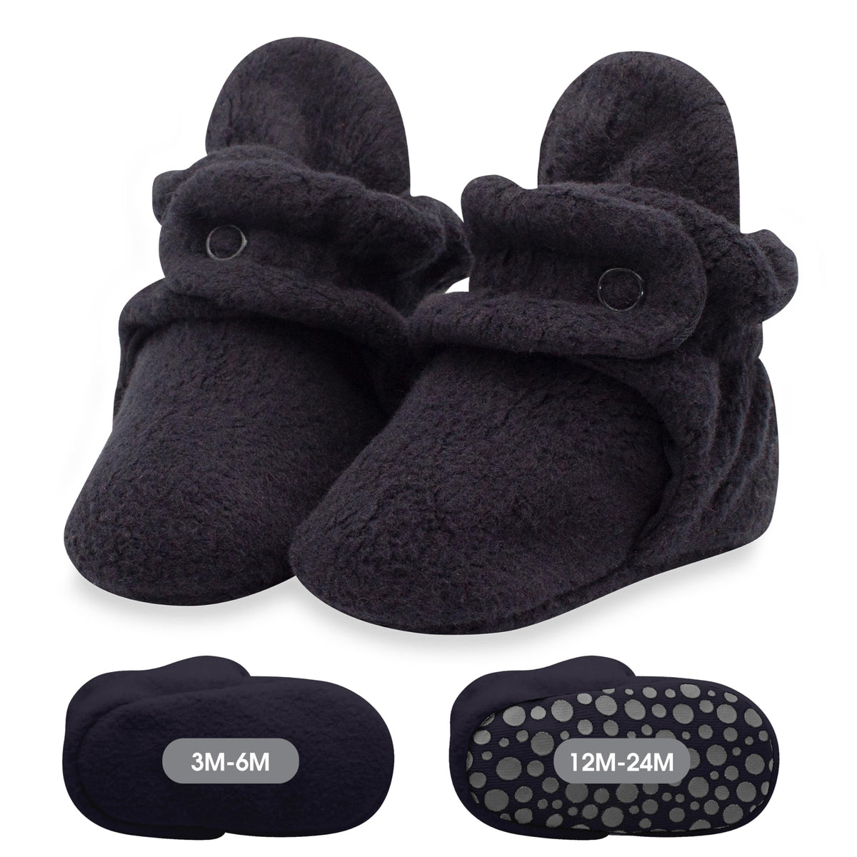 Zutano Unisex Fleece Baby Booties with Organic Cotton Lining, Newborn Essentials, True Navy, 3 Months