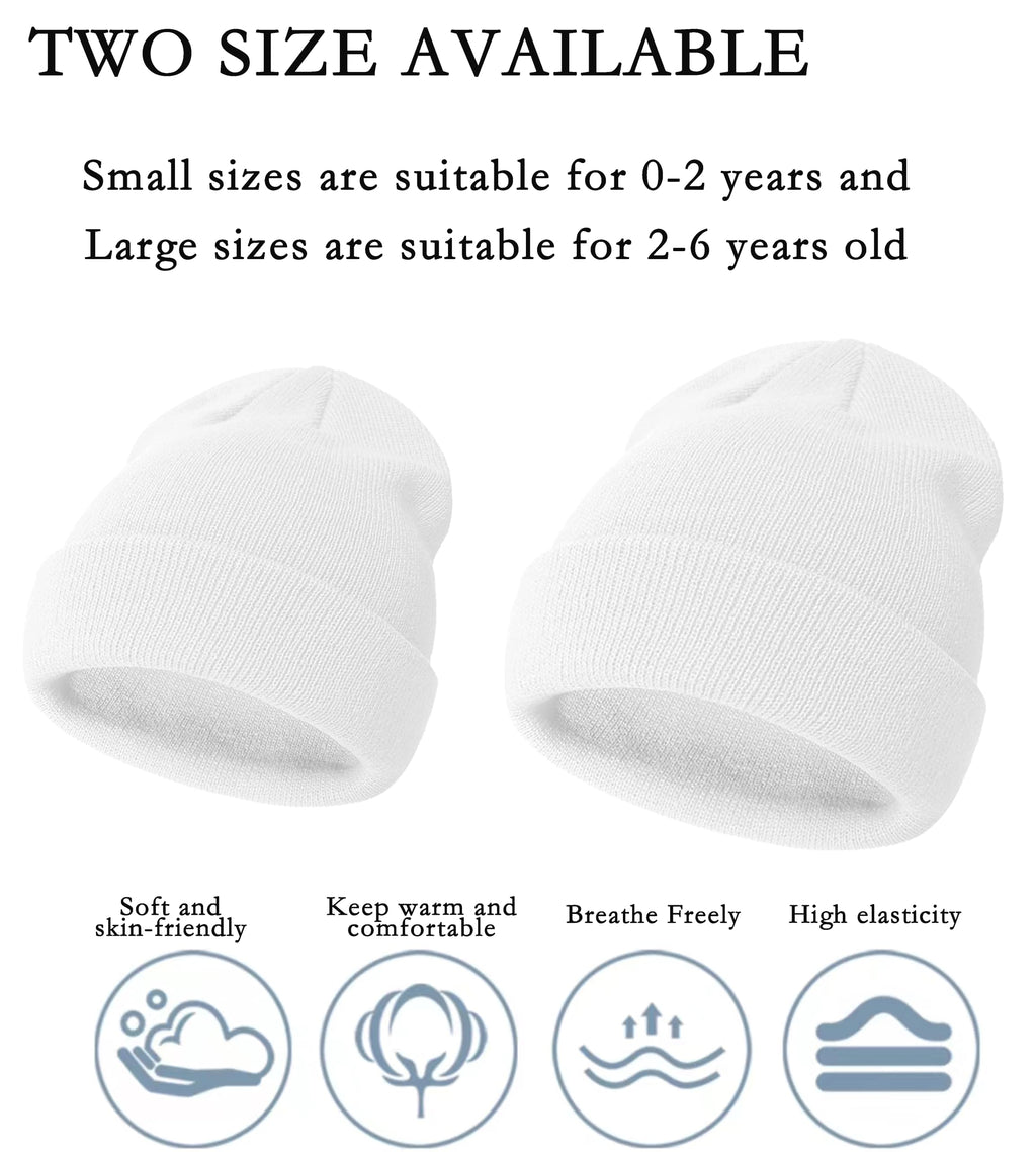ENBAOHUI Baby Beanie Hat Newborn Winter Warm Knit Hat Kids Soft Beanie Cap Boys Girls Winter Warm Knit Hat White/Pink/Purple/Dustypink M