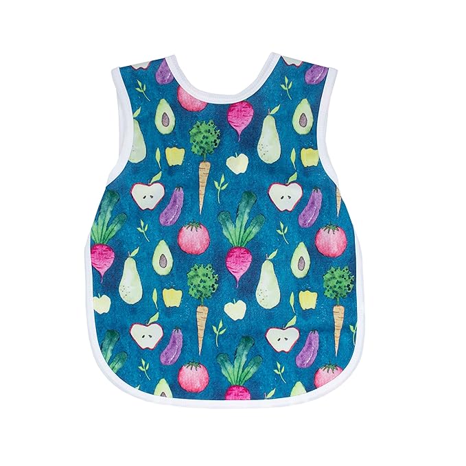 BapronBaby Organic Produce Bapron - No Neck Tie Safer Bib for Baby& Toddler - Soft Waterproof Stain Resistant - Machine Washable - Sz Baby/Toddler 6m-3T
