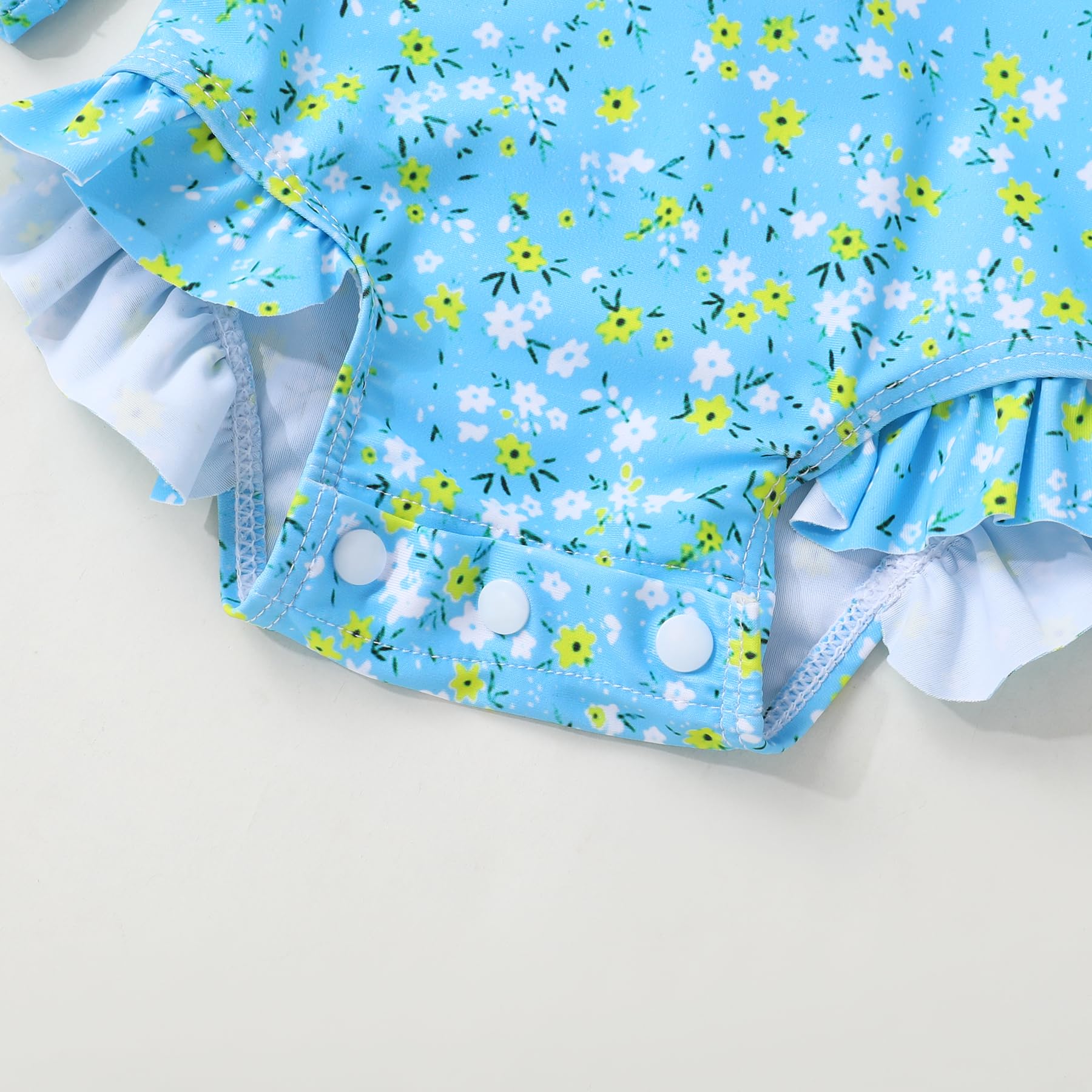 Infant Baby Girl Swimsuit One-Piece Long Sleeve Rash Guard with Hat Set Floral Zipper Bathing Suit Leopard Beach Wear