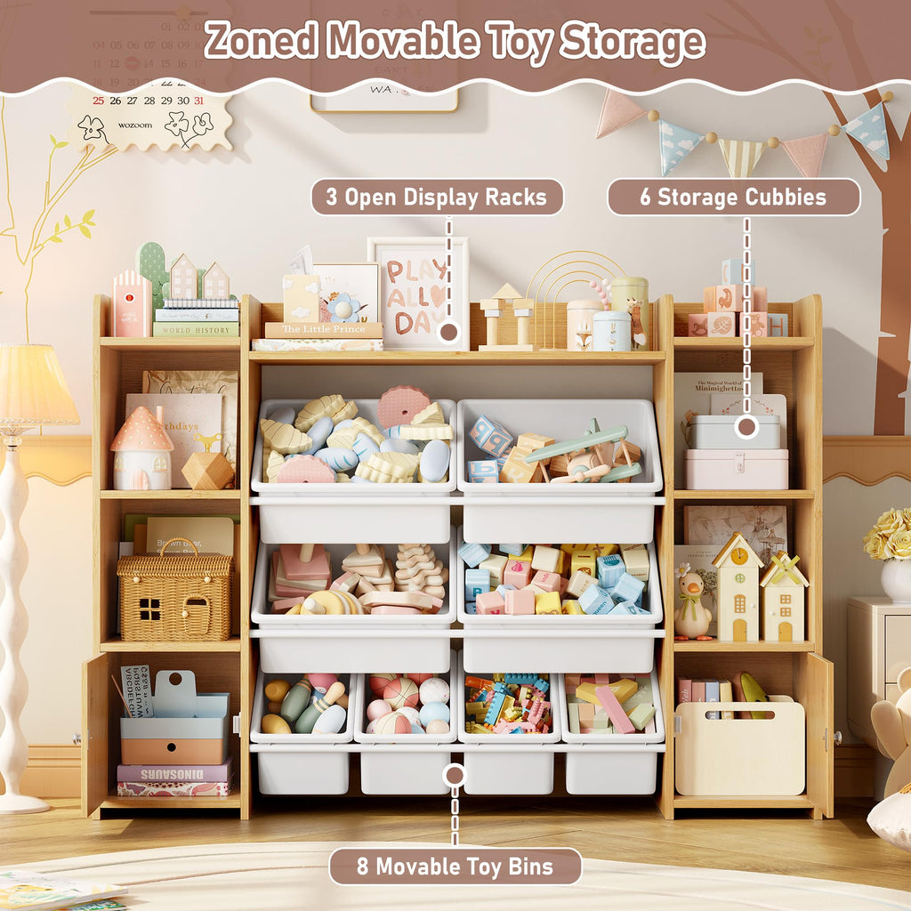 FOTOSOK Toy Storage Organizer with 8 Toy Bins, Toy Organizer Toy Bin for Kids