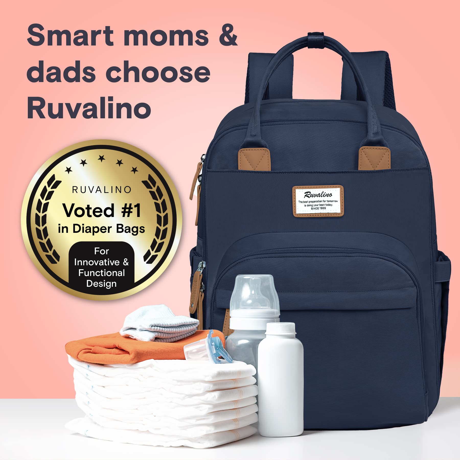 RUVALINO Baby Diaper Bag Backpack with Changing Pad, Peacock Blue