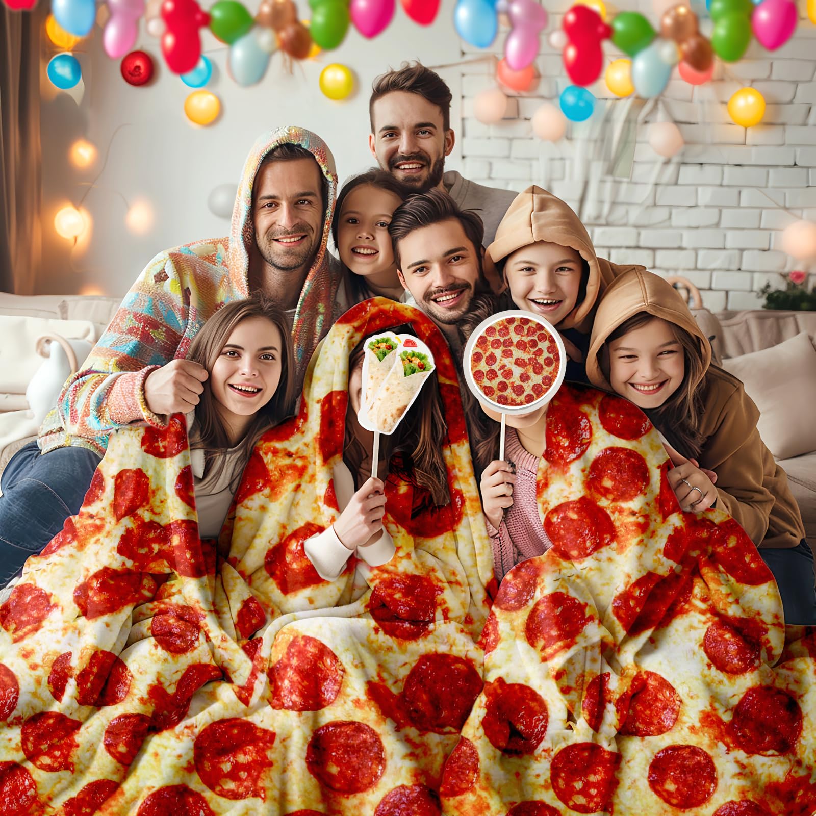 Lhedon Pizza Blanket Adult 80 Inch Round Food Throw Flannel