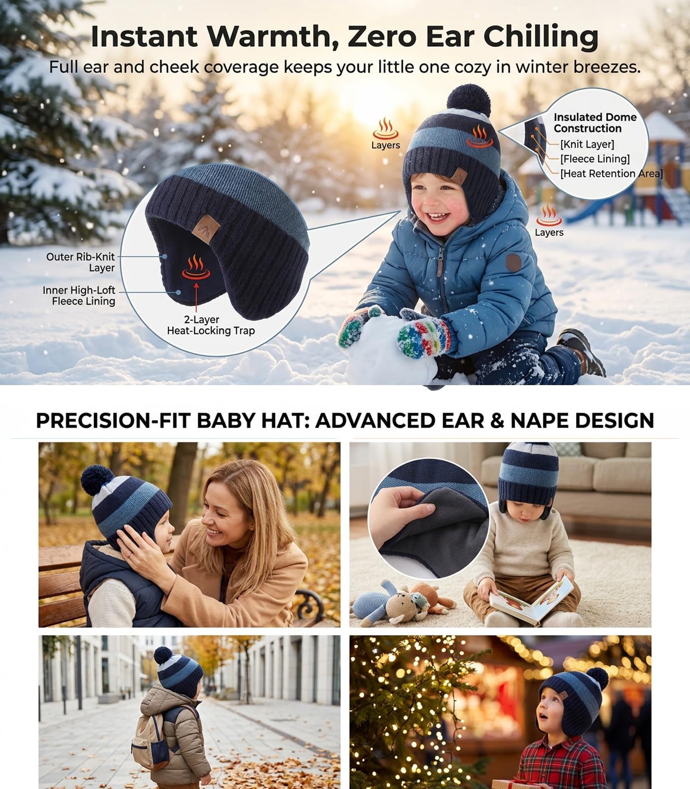 Moon Kitty Baby Hats Toddler Beanies for Boys 6-12Months