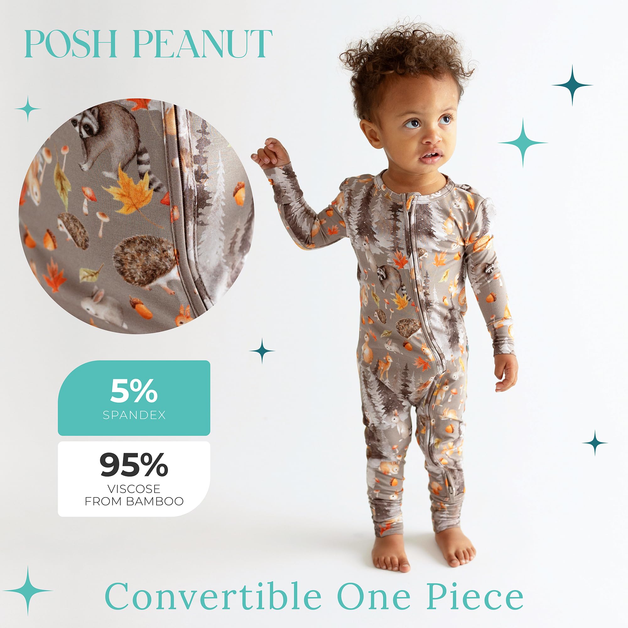 Posh Peanut Convertible Baby Sleepers, Boy Toddlers Footless Pajamas