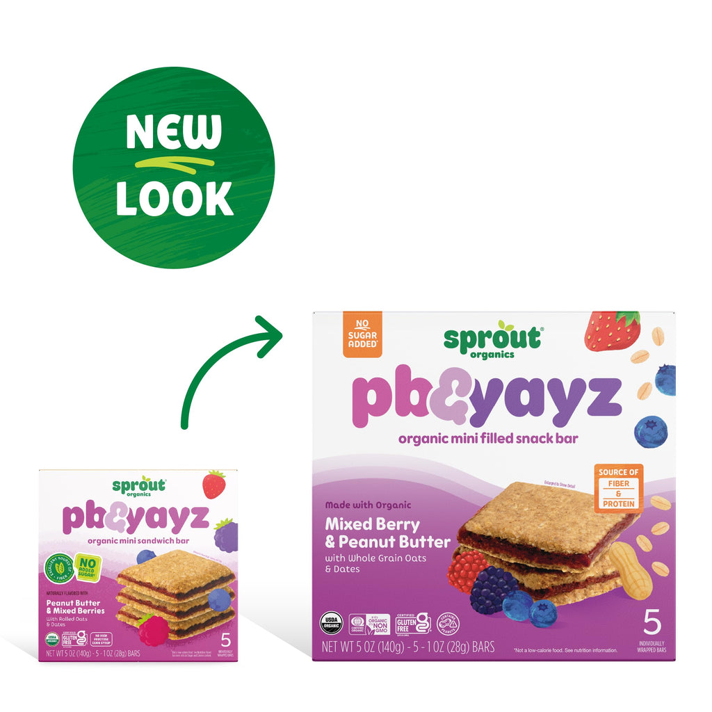 Sprout Organics, PB & Yayz Toddler Snack Bars, Mixed Berry & Peanut Butter, 5 Individual Bars (6 Count)