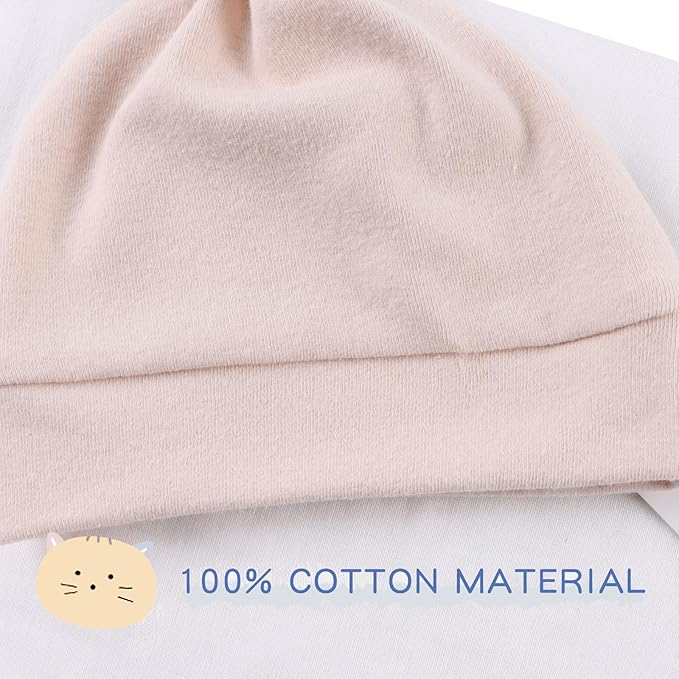JANGANNSA Newborn Baby Hat Infant Baby Boys Beanie Top Knot Stretchy Hats for Girls 100% Organic Cotton