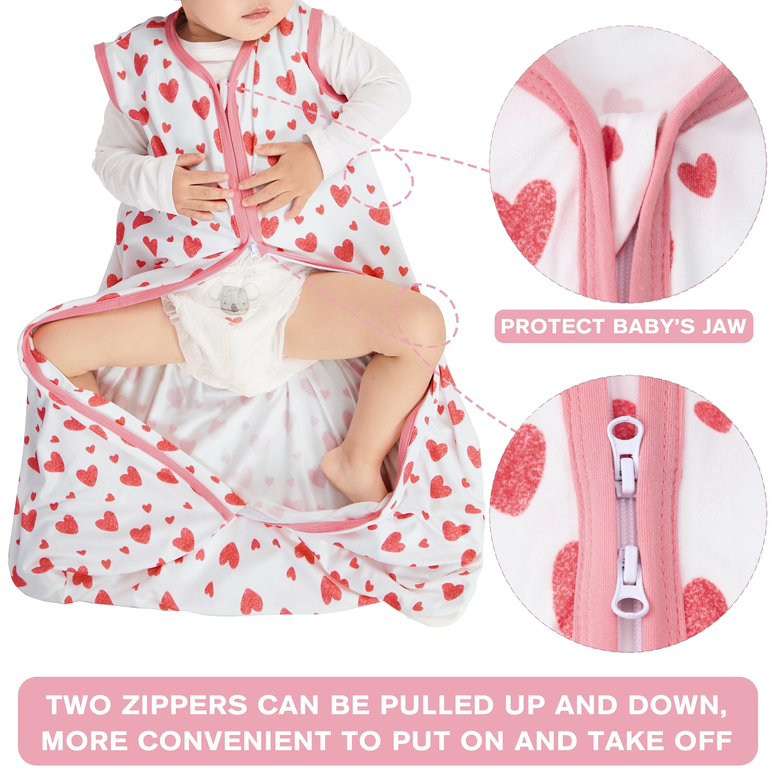 BSTOPPT Newborn Sleep Sack Baby Swaddle,Baby Wearable Blanket,Baby Sleeping Bag (Floral&Heart, 3-6 Months)