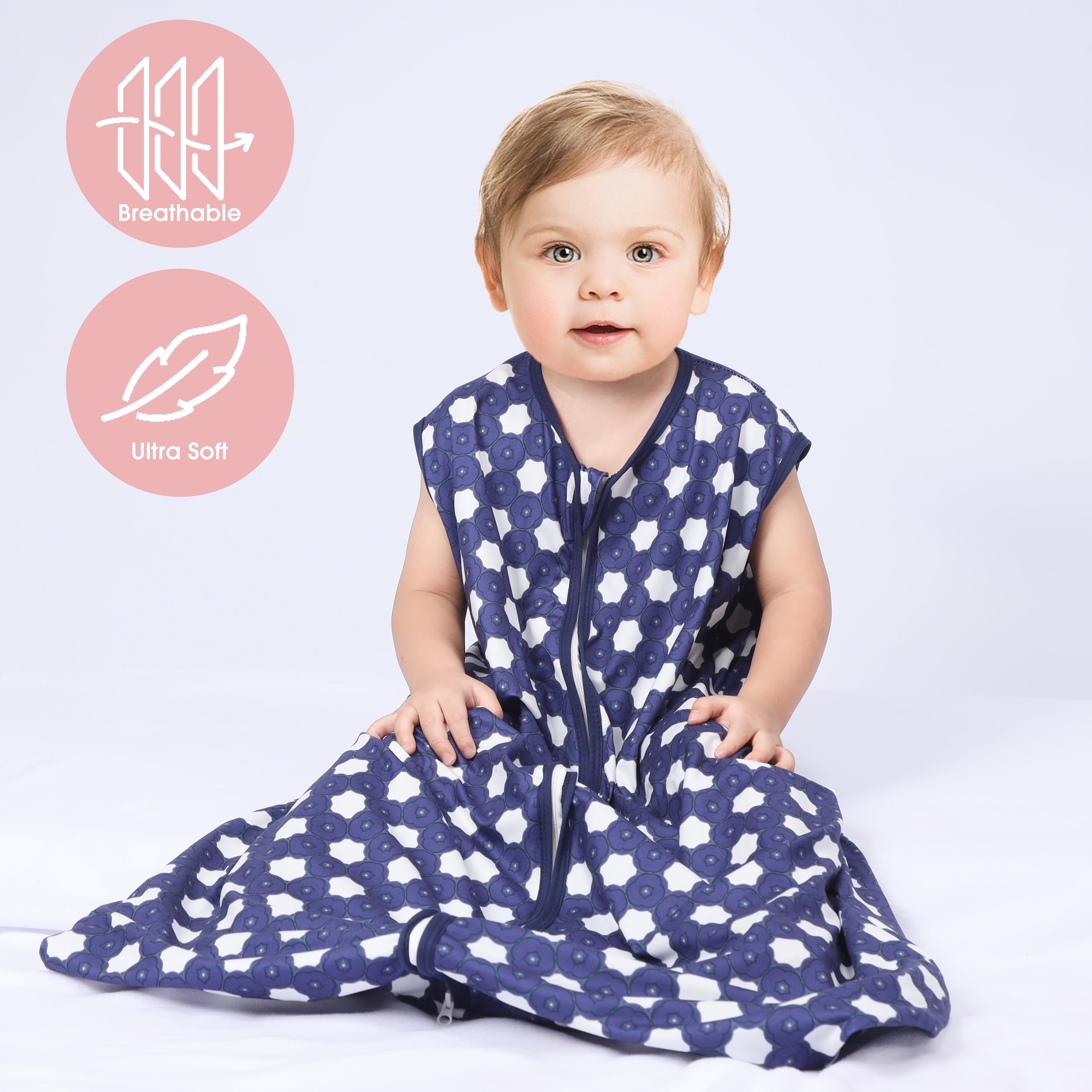 GUNTAIL Baby Sleep Sack 0-6 Months 3 Pack Baby Wearable Blanket 100% Rayon Cotton 2-Way Zipper Toddler Sleeping Sack.Comfy Soft Lightweight TOG 0.3 (Elephant&Dinosaur&Hexagon,)