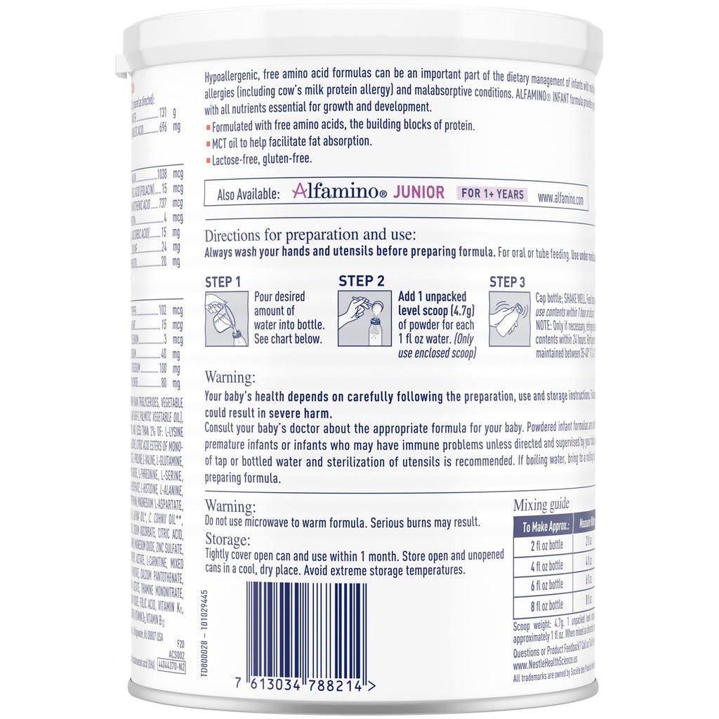 Alfamino Infant Formula, Amino Acid Based, with Iron, 14.1 oz