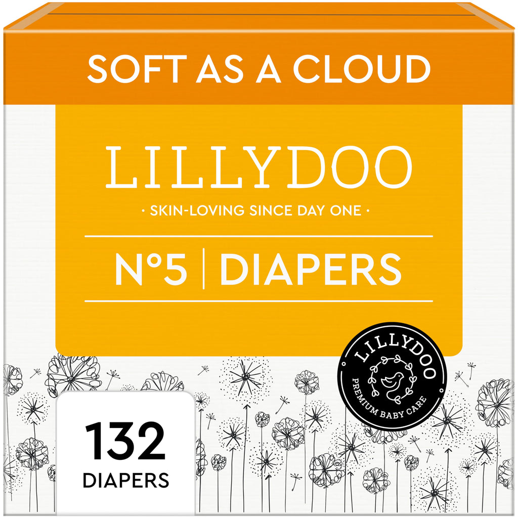 LILLYDOO Baby Diapers, Size 5 (24+ lbs), 132 Count, Hypoallergenic & TCF