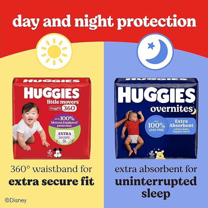 Huggies Size 3 Baby Diapers, Little Movers HuggFit 360° Baby Diapers with 360° Waistband, Size 3 (16-28 lbs), 168 Count (3 Packs of 56), Packaging May Vary