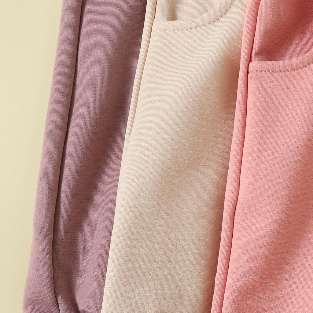 Sejardin Toddler Baby Boy Girl Pants 3 Pack Solid Color Elastic Waist Jogger Sweatpants Newborn Infant Casual Bottoms (Apricot Pink Purple, 18-24 Months)
