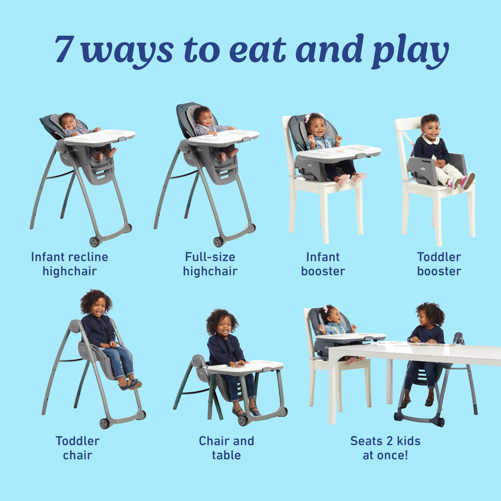 Graco Table2Table Premier Fold 7 in 1 Convertible High Chair | Converts to Dining Booster Seat Kids Table and More Maison