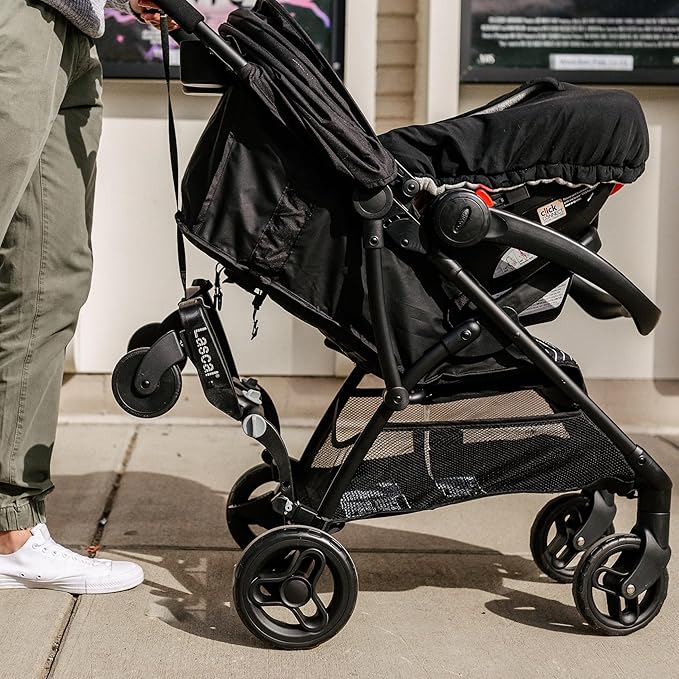Lascal BuggyBoard Maxi+ Universal Stroller Board with Gray Folding Seat, Fits 90% of Strollers Including UPPAbaby, Baby Jogger, Bugaboo, No Need for a Double Stroller, Max Weight 66 lbs.