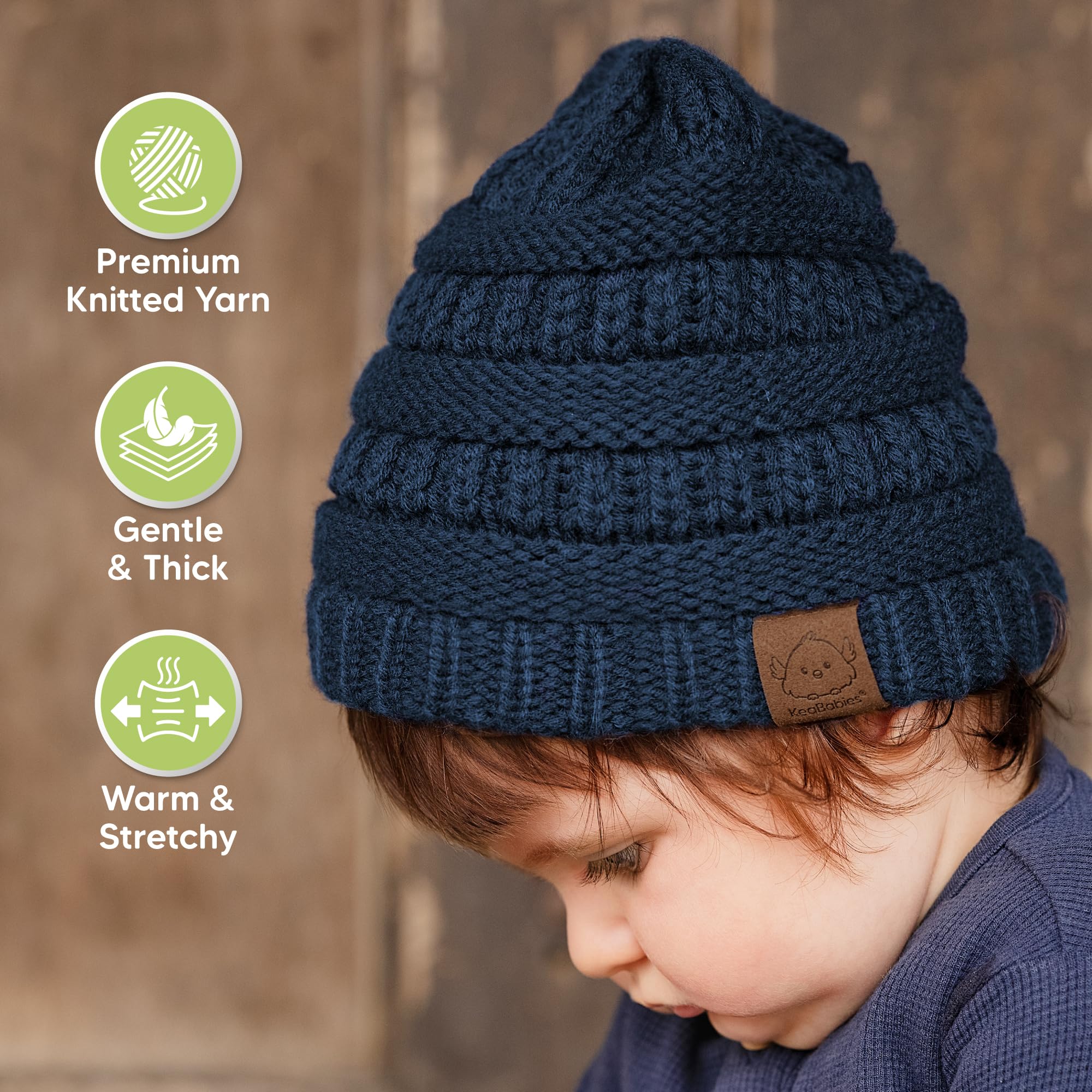 KeaBabies 3-Pack Baby Beanies for Boys, Girls,Soft Cute Baby Hat (Icelandic, 6-36M)