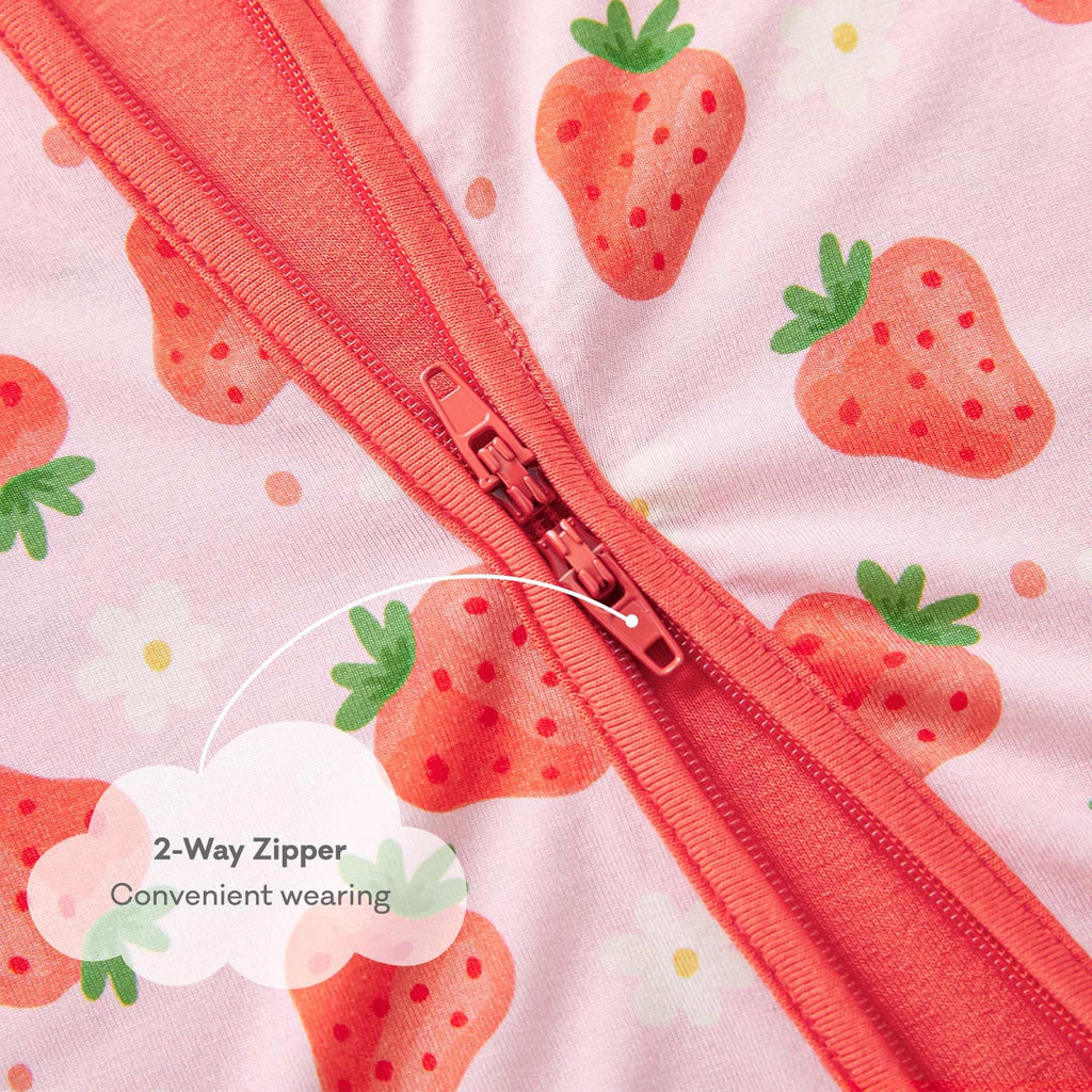 pureborn Baby Girl Sleeper Viscose from Bamboo Footies Strawberry 6-12M