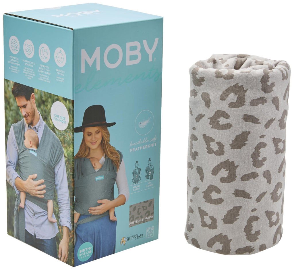Moby Baby Wrap Carrier Element for Newborns to Toddlers (8-33lbs), Infant Sling Carrier, Ultra Lightweight & Hands Free Design, Adjustable for All Body Types (Dusted Leopard)